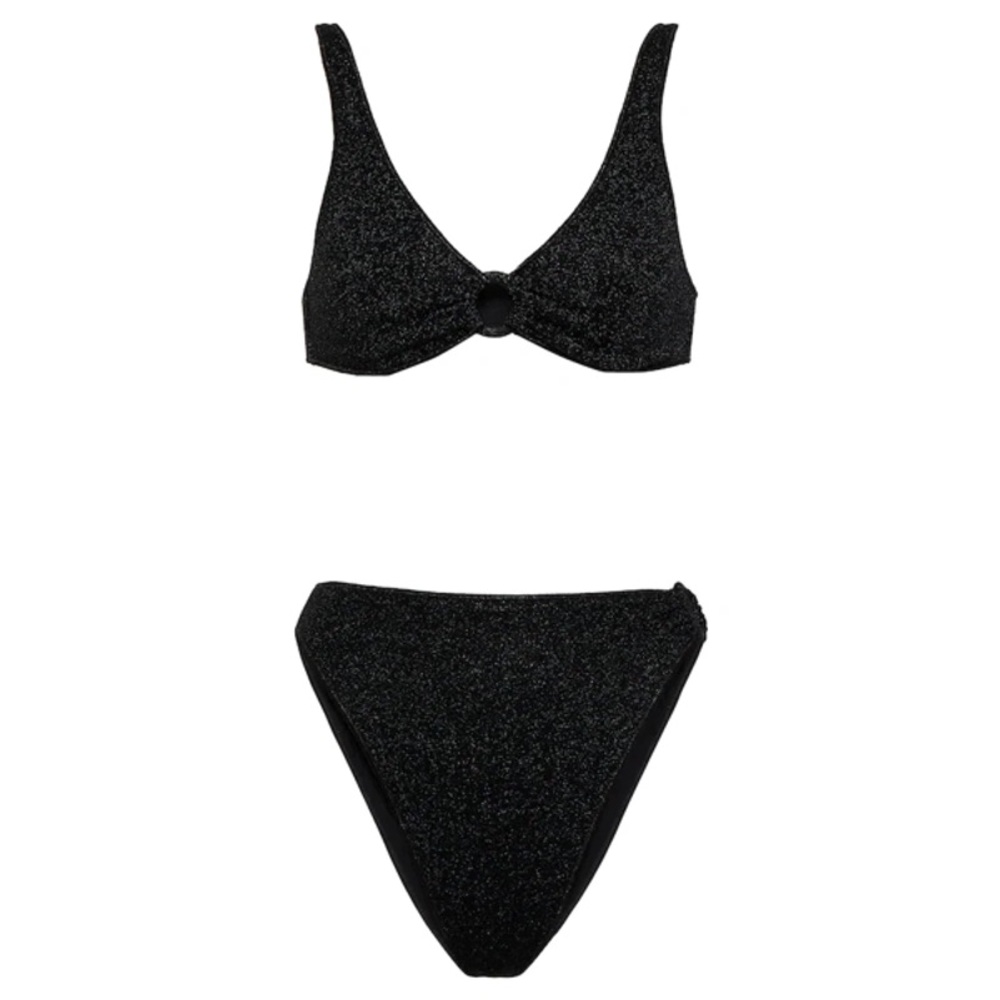 Oseree Lumiere Ring Sporty 90's Bikini in Black